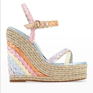 Sophia Webster Ines Multicolored Wedge Espadrille Sandals 38